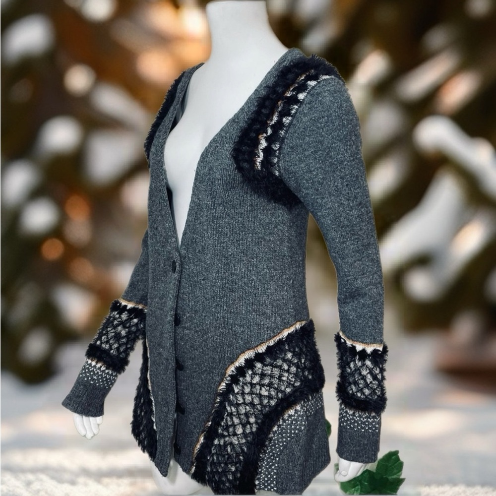 Anthropologie Sleeping Snow Gray Corby Lodge Wool Cardigan